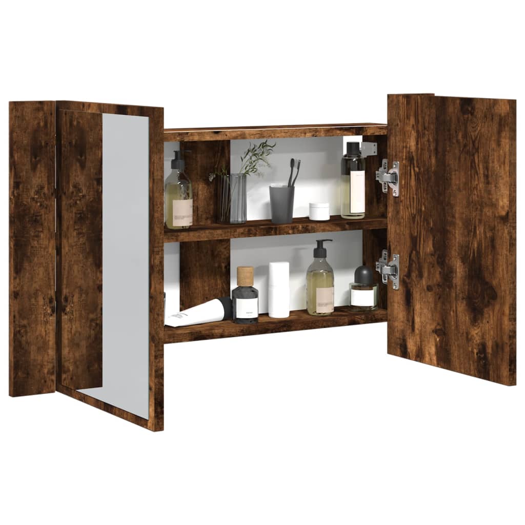 LED-Spiegelschrank Räuchereiche 80 cm