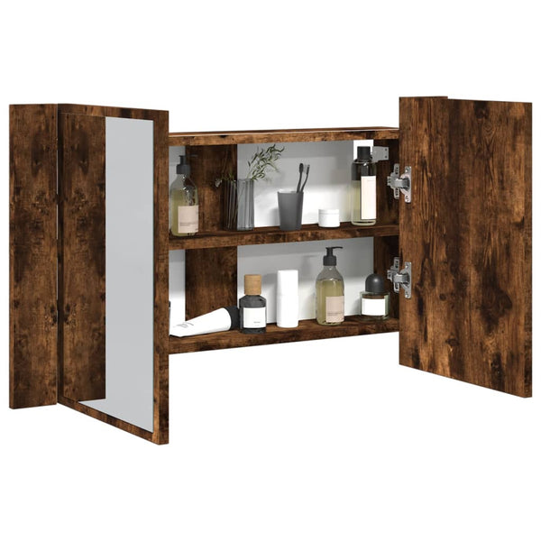 LED-Spiegelschrank Räuchereiche 80 cm