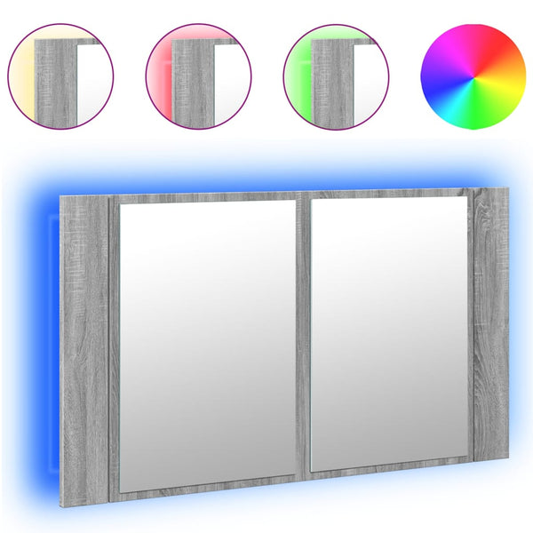 LED-Spiegelschrank Grau Sonoma 80 cm