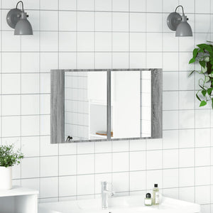 LED-Spiegelschrank Grau Sonoma 80 cm