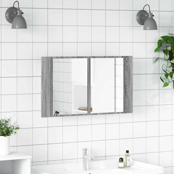 LED-Spiegelschrank Grau Sonoma 80 cm