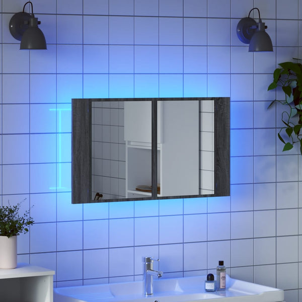 LED-Spiegelschrank Grau Sonoma 80 cm