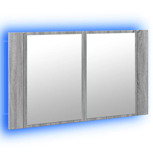 LED-Spiegelschrank Grau Sonoma 80 cm
