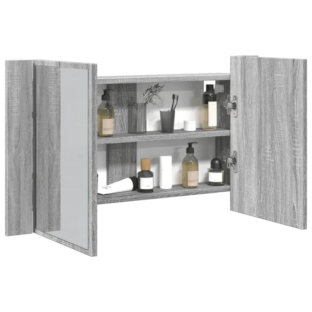 LED-Spiegelschrank Grau Sonoma 80 cm