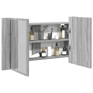 LED-Spiegelschrank Grau Sonoma 80 cm