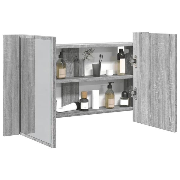 LED-Spiegelschrank Grau Sonoma 80 cm