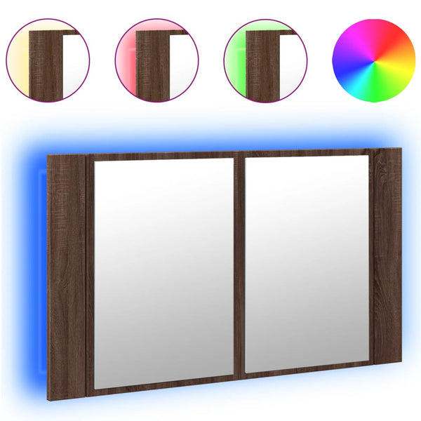 LED-Spiegelschrank Eichenoptik 80 cm