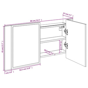 LED-Spiegelschrank Eichenoptik 80 cm