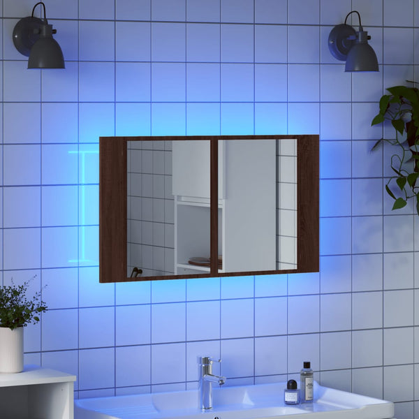 LED-Spiegelschrank Eichenoptik 80 cm