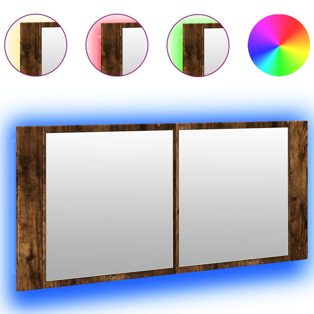 LED-Spiegelschrank Räuchereiche 100 cm