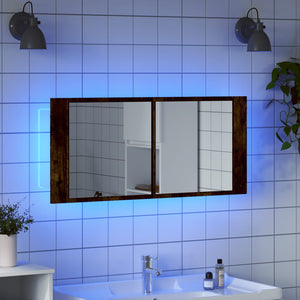 vidaXL Armoire de toilette à LED chêne fumé 100x12x45 cm