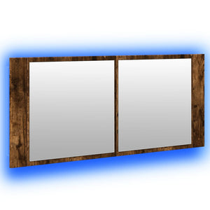 vidaXL Armoire de toilette à LED chêne fumé 100x12x45 cm
