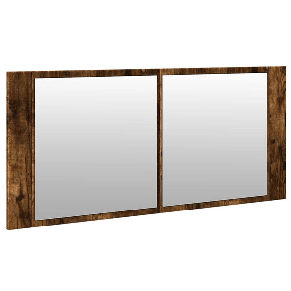 vidaXL Armoire de toilette à LED chêne fumé 100x12x45 cm
