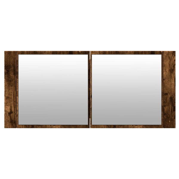 vidaXL Armoire de toilette à LED chêne fumé 100x12x45 cm