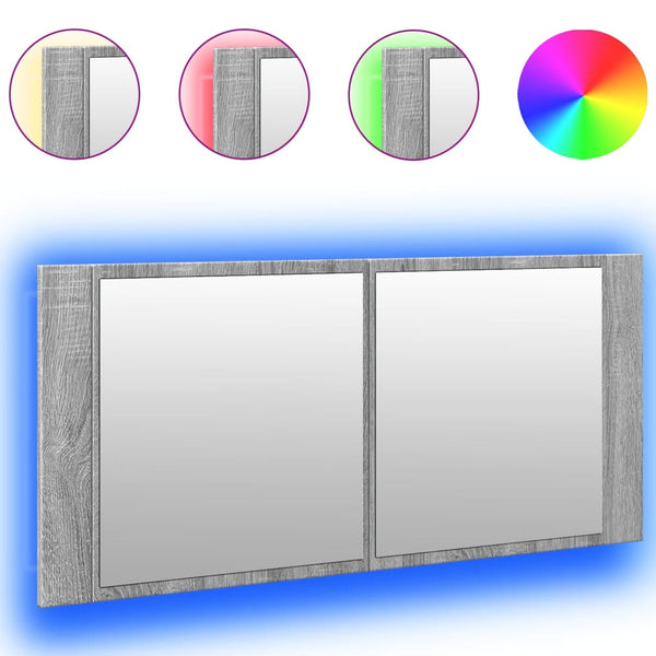 LED-Spiegelschrank Grau Sonoma 100 cm