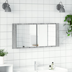 LED-Spiegelschrank Grau Sonoma 100 cm