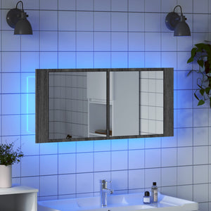 LED-Spiegelschrank Grau Sonoma 100 cm