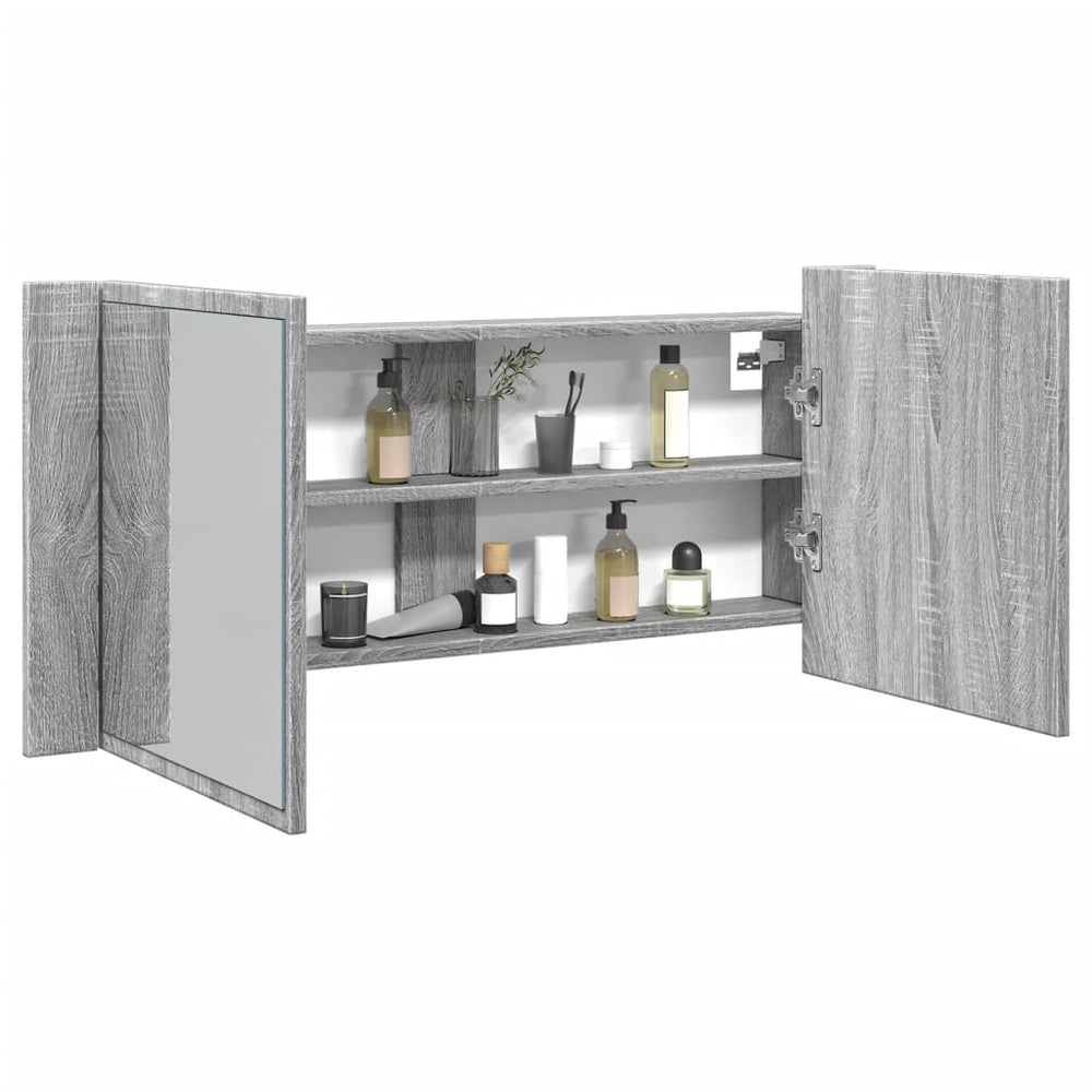 LED-Spiegelschrank Grau Sonoma 100 cm