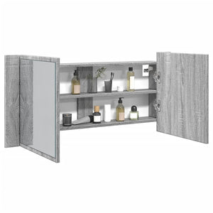 LED-Spiegelschrank Grau Sonoma 100 cm