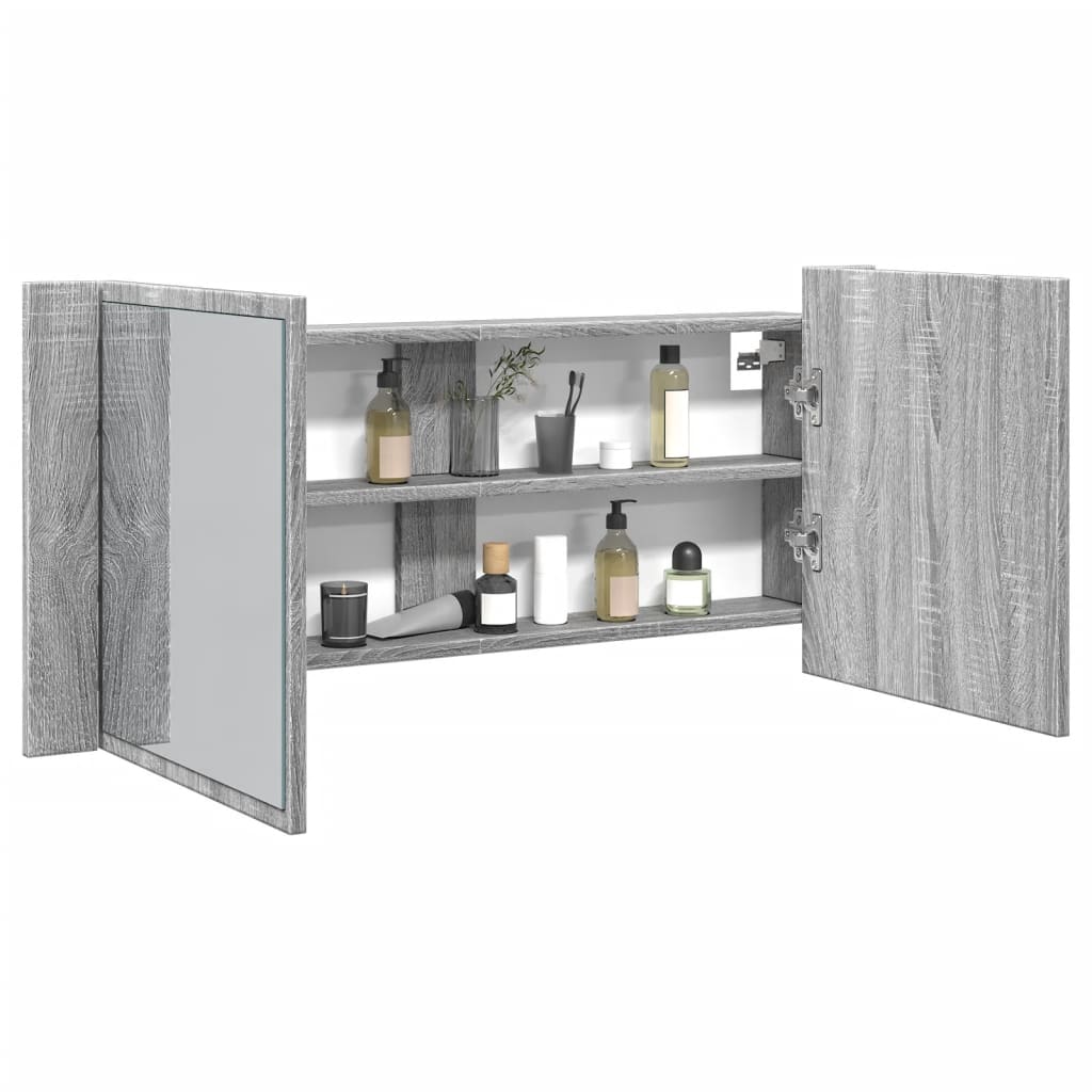 LED-Spiegelschrank Grau Sonoma 100 cm