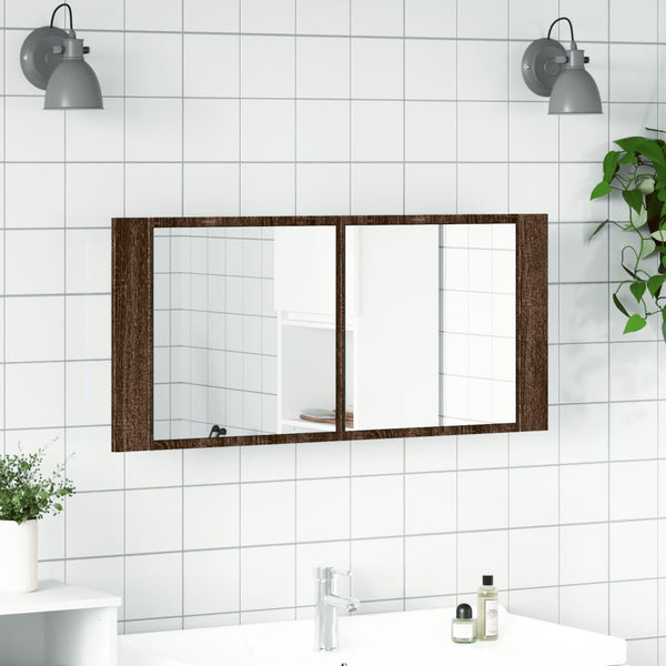 LED-Spiegelschrank Eiche 100x45 cm