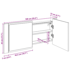 LED-Spiegelschrank Eiche 100x45 cm