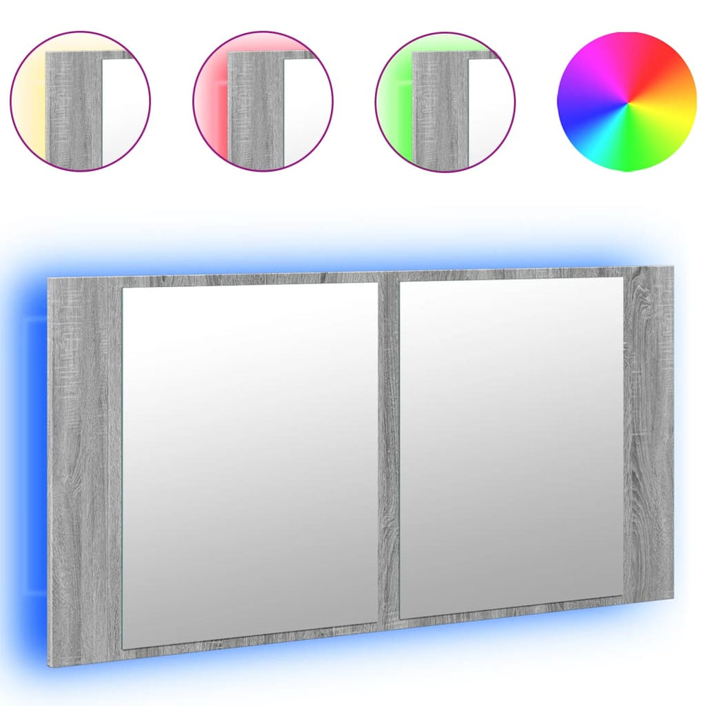 LED-Spiegelschrank Grau Sonoma 90 cm