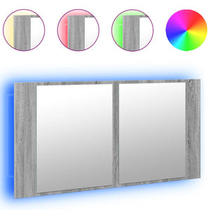 LED-Spiegelschrank Grau Sonoma 90 cm