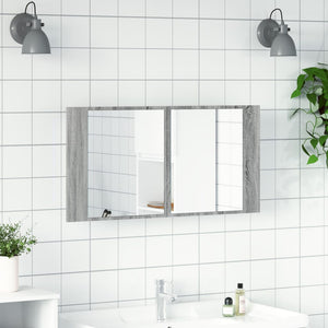 LED-Spiegelschrank Grau Sonoma 90 cm