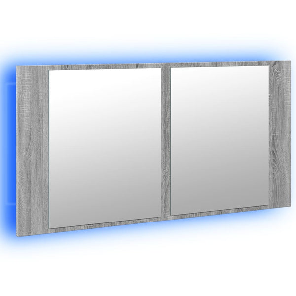 LED-Spiegelschrank Grau Sonoma 90 cm