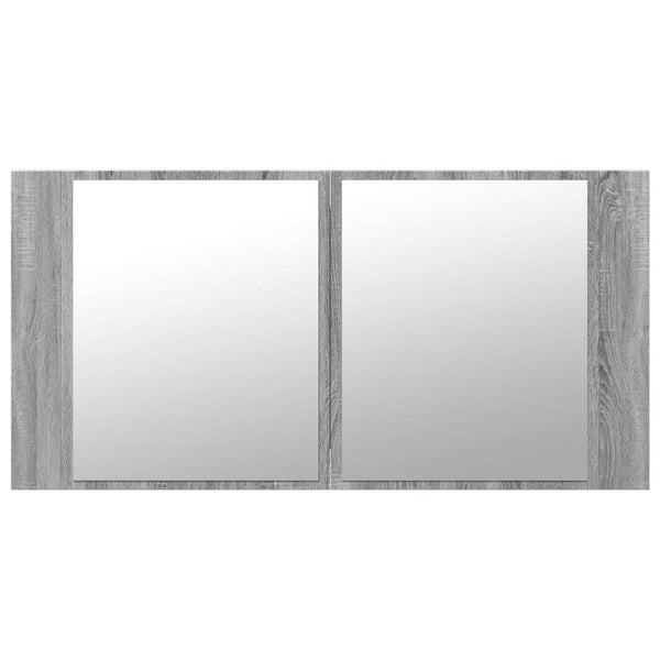 LED-Spiegelschrank Grau Sonoma 90 cm