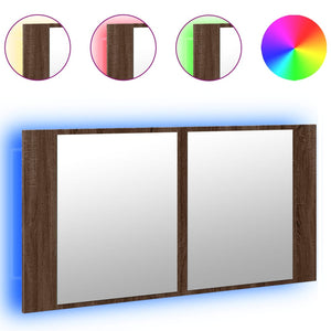 LED-Spiegelschrank Eiche Braun 90 cm