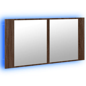 LED-Spiegelschrank Eiche Braun 90 cm