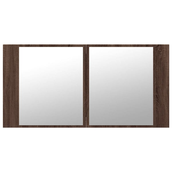 LED-Spiegelschrank Eiche Braun 90 cm