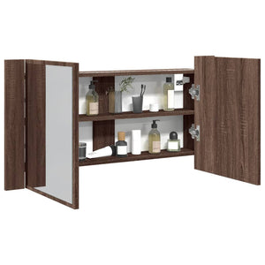 LED-Spiegelschrank Eiche Braun 90 cm