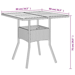 Gartentisch Schwarz 80x80 cm Poly Rattan