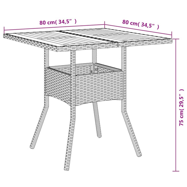 Gartentisch Schwarz 80x80 cm Poly Rattan