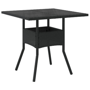 Schwarzer Gartentisch mit Glasplatte 80x80 cm