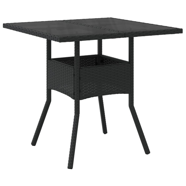 Schwarzer Gartentisch mit Glasplatte 80x80 cm