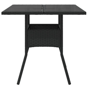 Schwarzer Gartentisch mit Glasplatte 80x80 cm