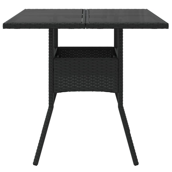 Schwarzer Gartentisch mit Glasplatte 80x80 cm