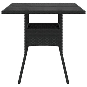 Schwarzer Gartentisch mit Glasplatte 80x80 cm