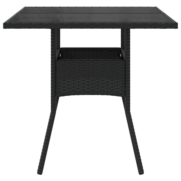 Schwarzer Gartentisch mit Glasplatte 80x80 cm