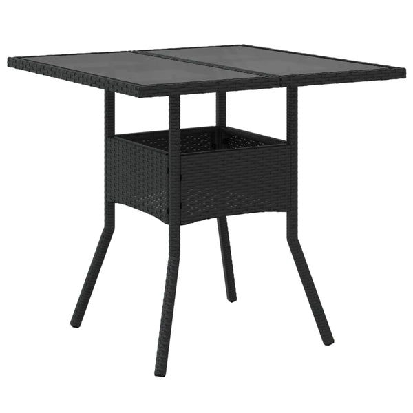 Schwarzer Gartentisch mit Glasplatte 80x80 cm