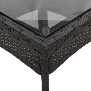 Schwarzer Gartentisch mit Glasplatte 80x80 cm