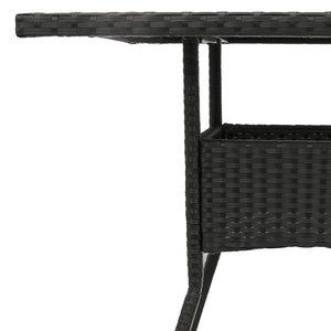 Schwarzer Gartentisch mit Glasplatte 80x80 cm