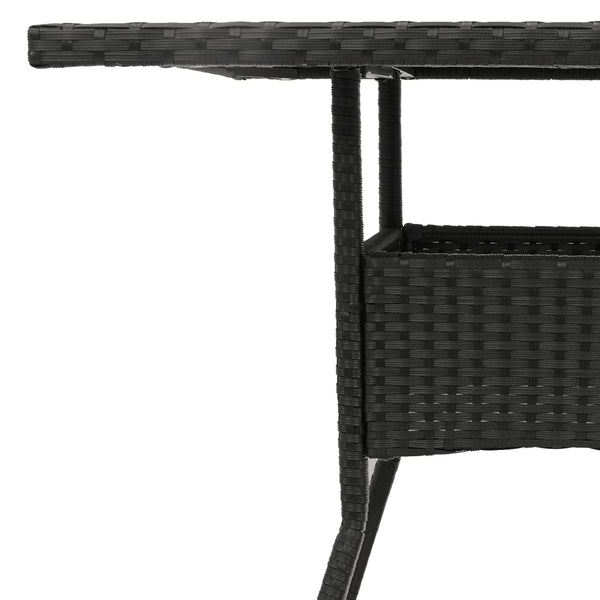 Schwarzer Gartentisch mit Glasplatte 80x80 cm