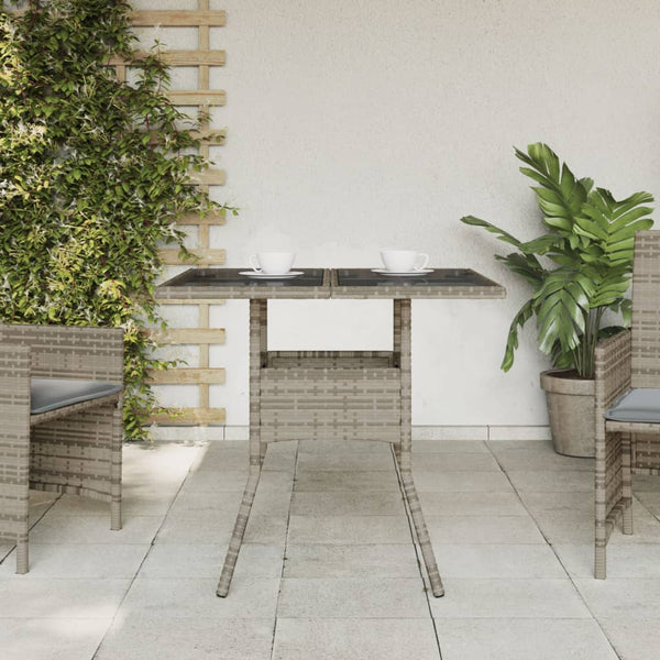 Gartentisch Grau Poly Rattan 80x80 cm