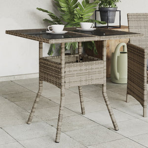Gartentisch Grau Poly Rattan 80x80 cm
