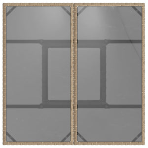 Beiger Gartentisch mit Glasplatte 80x80 cm